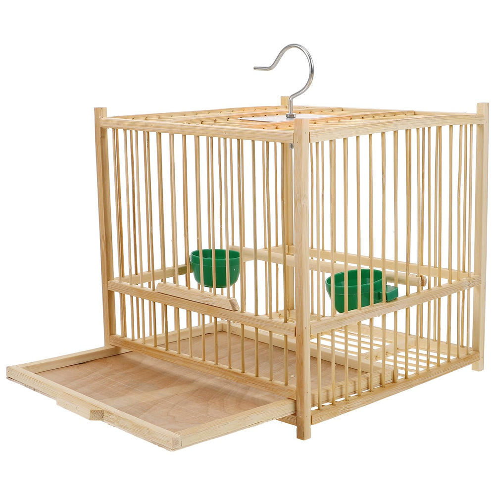 Kisangel jaula de bambú para aves pequeñas: diseño espacioso para descansar y jugar.