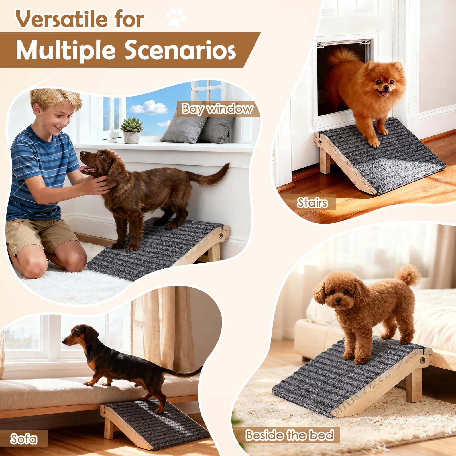 KISIMUY rampa-perro uso-oficina-hogar facilita descanso y acceso cómodo en interiores.