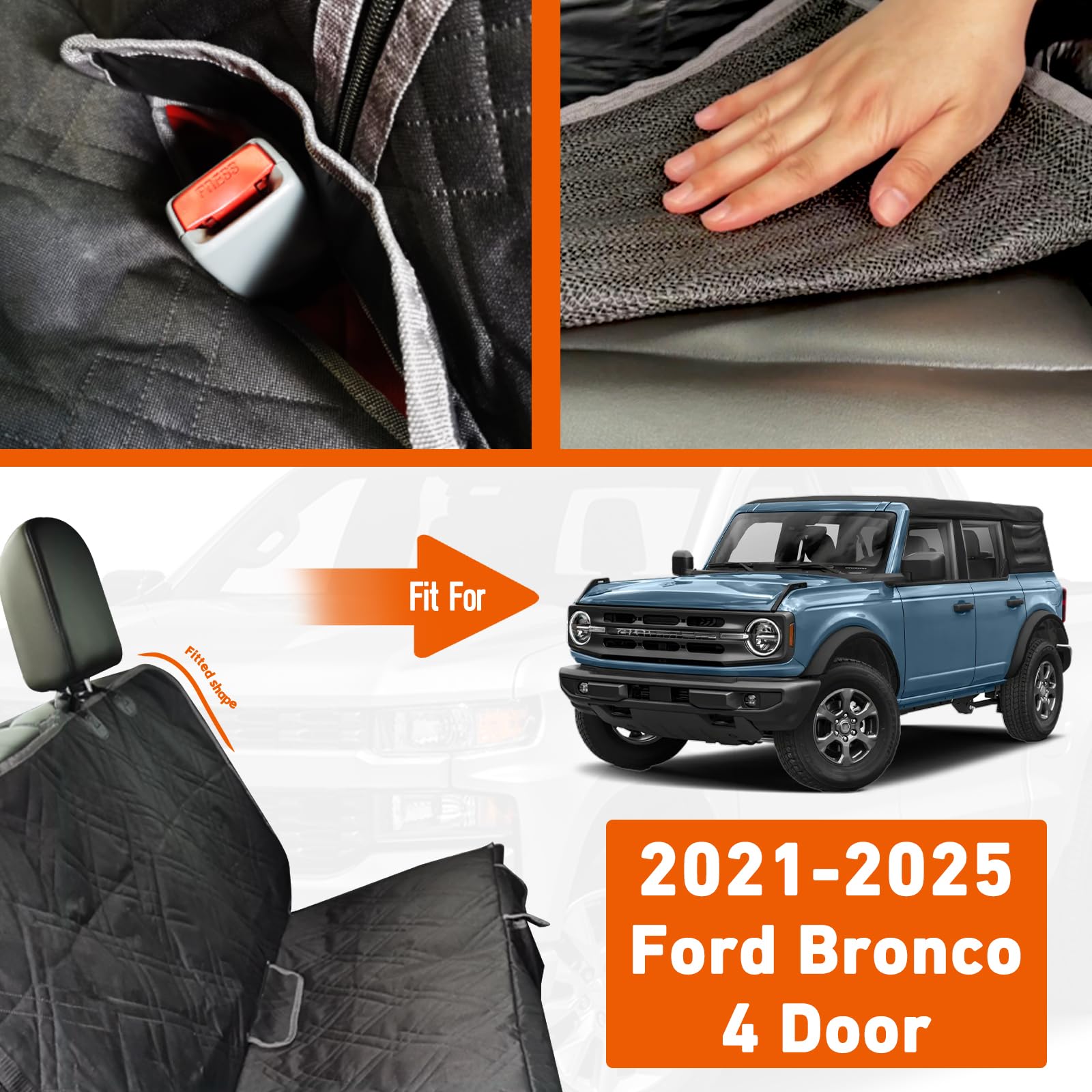 Kistrba protector antideslizante para asiento trasero del Bronco ofrece mayor estabilidad para tu perro.