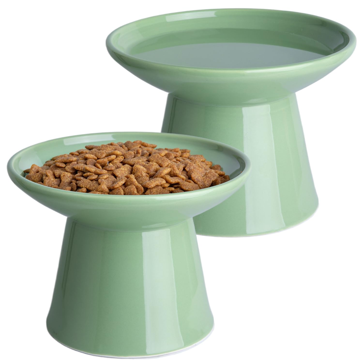 KITCHENLESTAR cuencos elevados para gatos, vista general del diseño estable y cómodo.