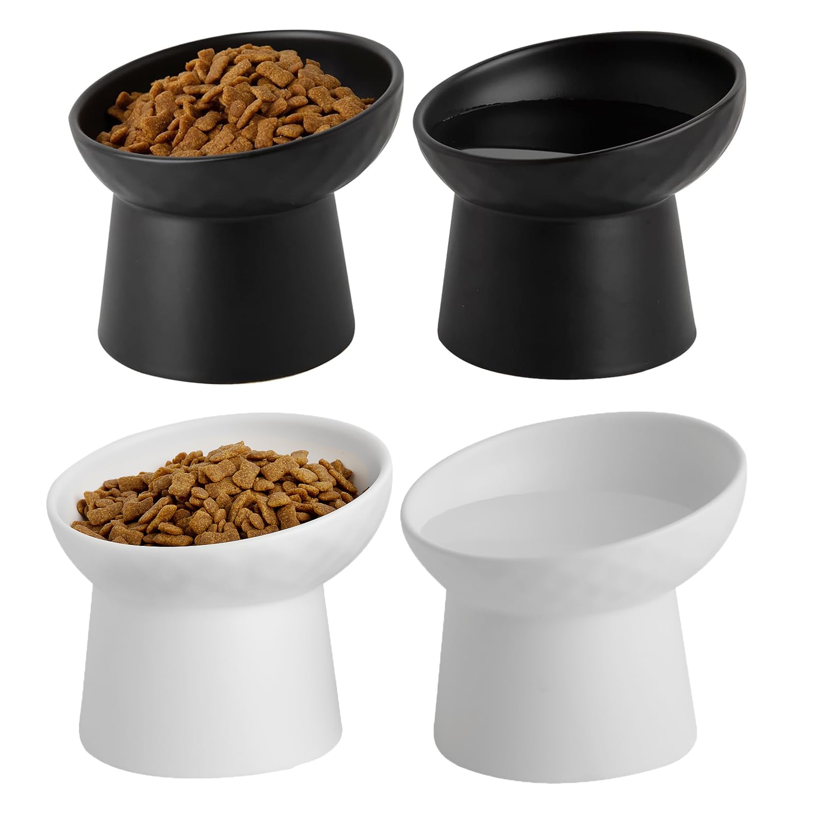 KITCHENLESTAR: tazones elevados para gatos, conjunto de cuatro para alimentación ordenada.