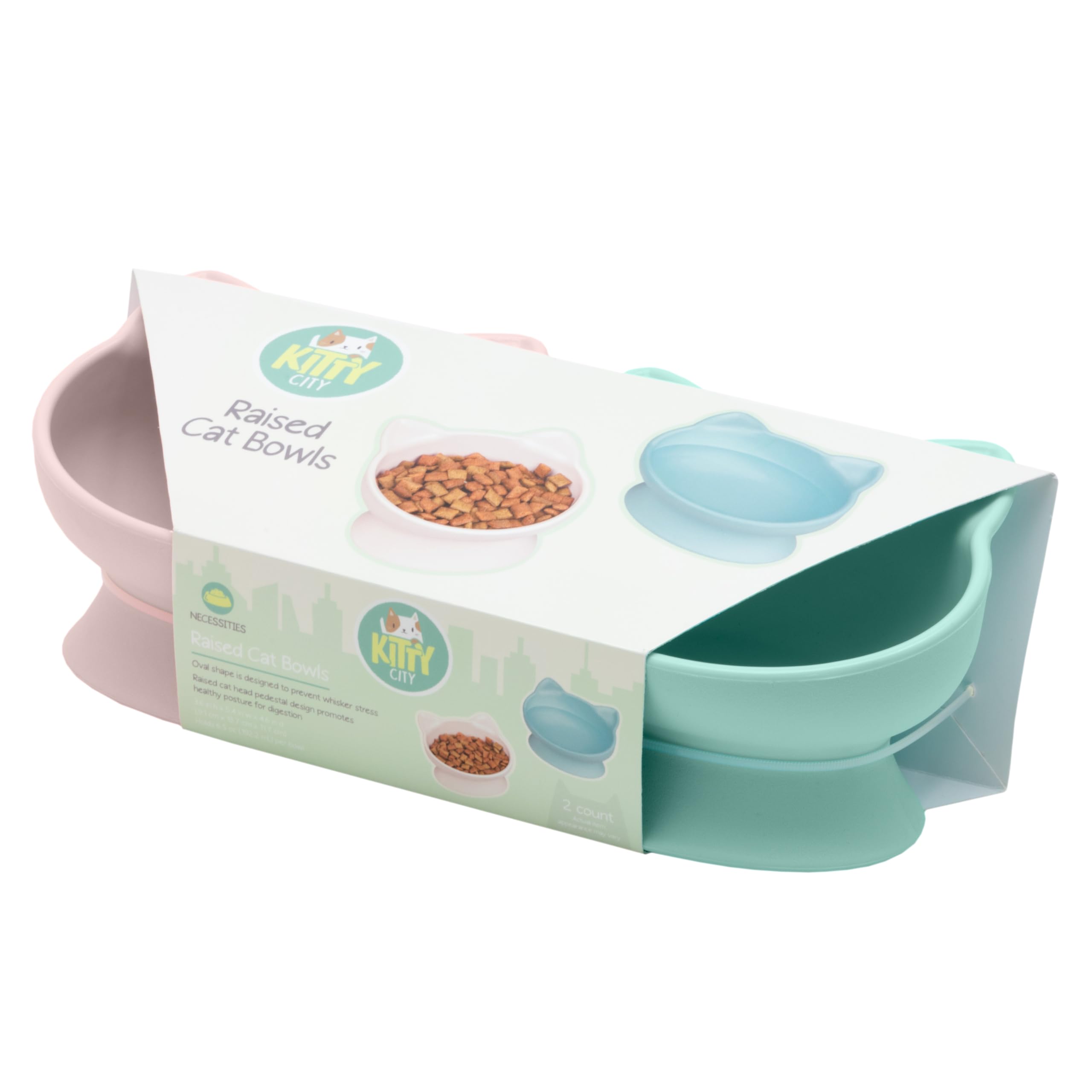 Kitty City cuencos elevados con base antideslizante para comidas estables