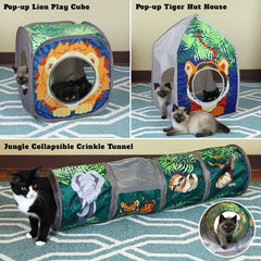 Kitty City Safari: túnel Safari, pasaje para perseguir y observar desde la malla.