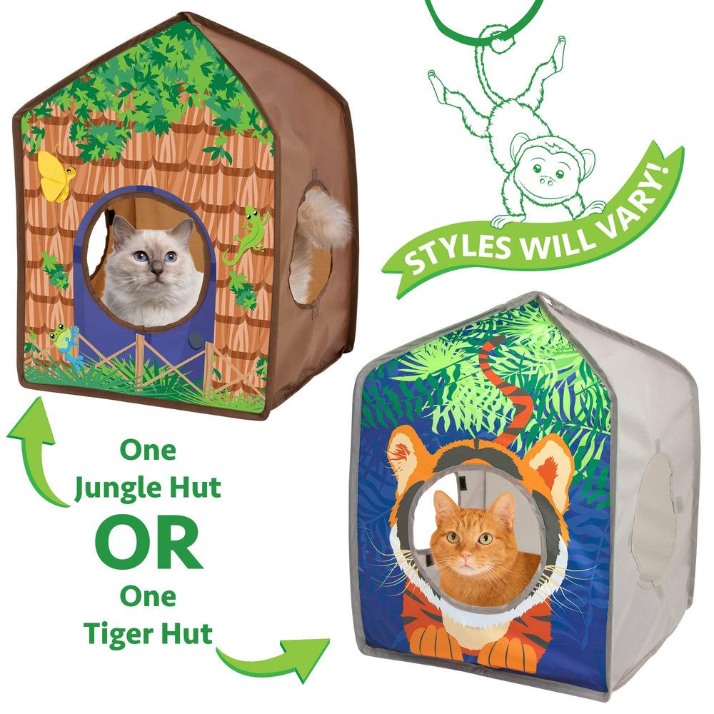 Kitty City Safari Jungle Tigre, aperturas para asomar, juego interactivo para gatos curiosos