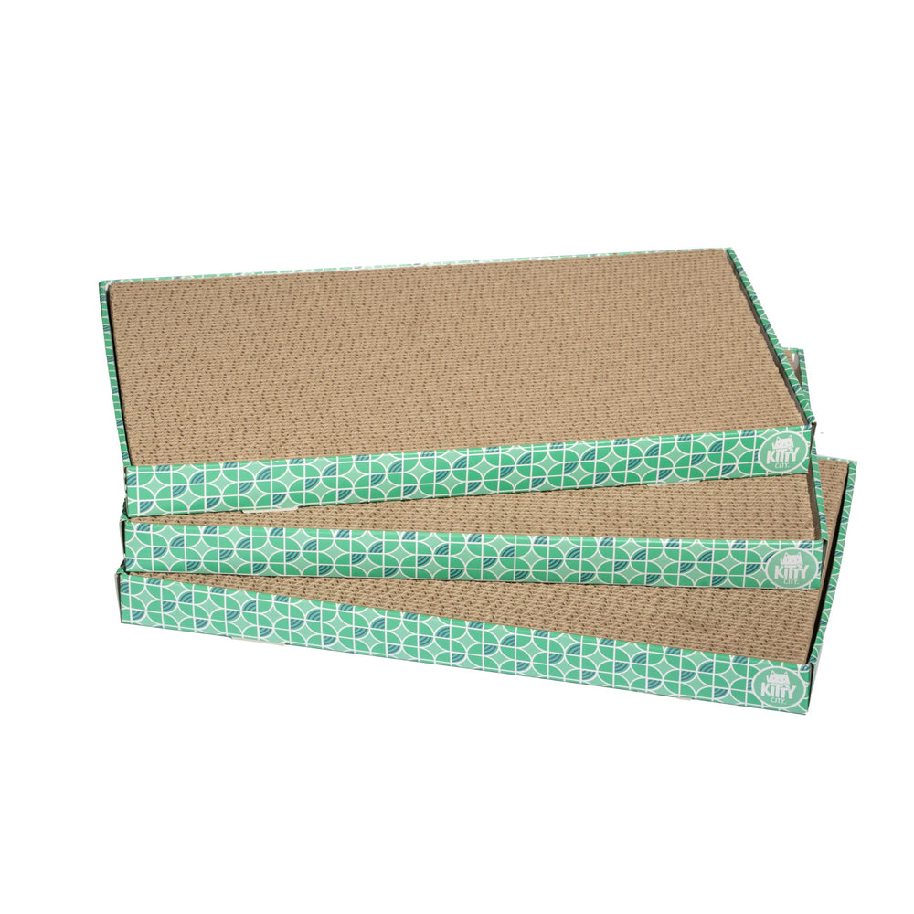 Kitty City XL rascadores ancho 3 piezas, protege muebles y fomenta juego.
