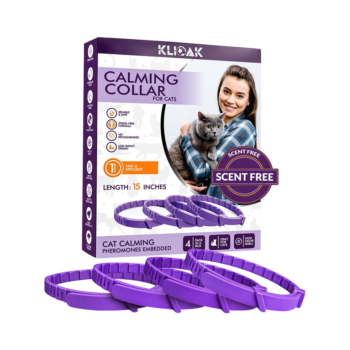 Klioak collar calmante para gatos con feromona y base de silicona suave