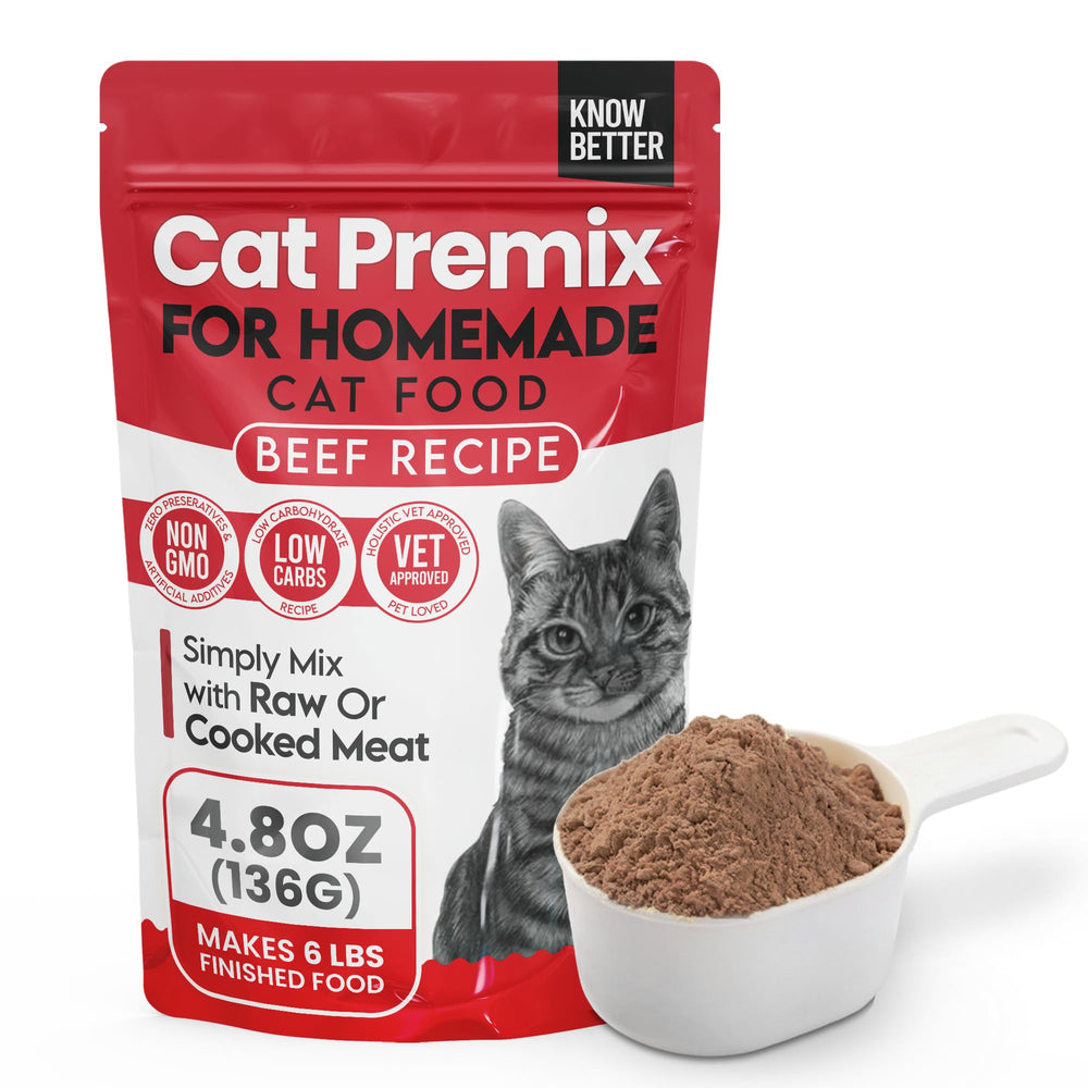 Know Better: bolsa visible, alimento casero para gatos, fácil de usar.