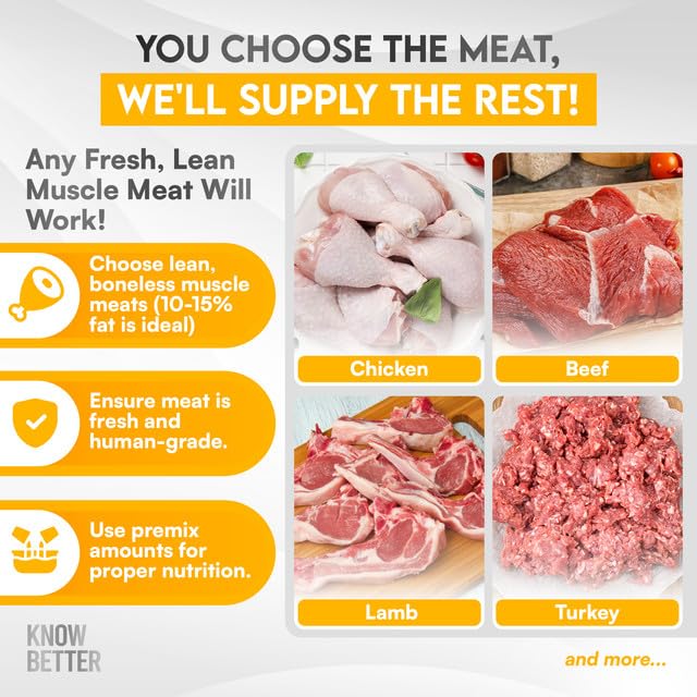 Know Better Premix uso crudo o cocido para dieta casera completa.
