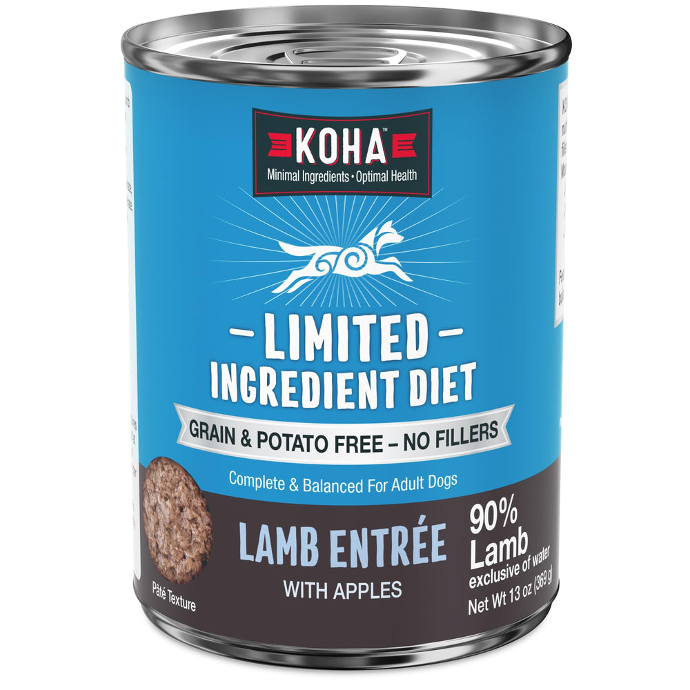koha cordero en lata entrada 13oz: alimento húmedo sabroso para perros con estómago sensible