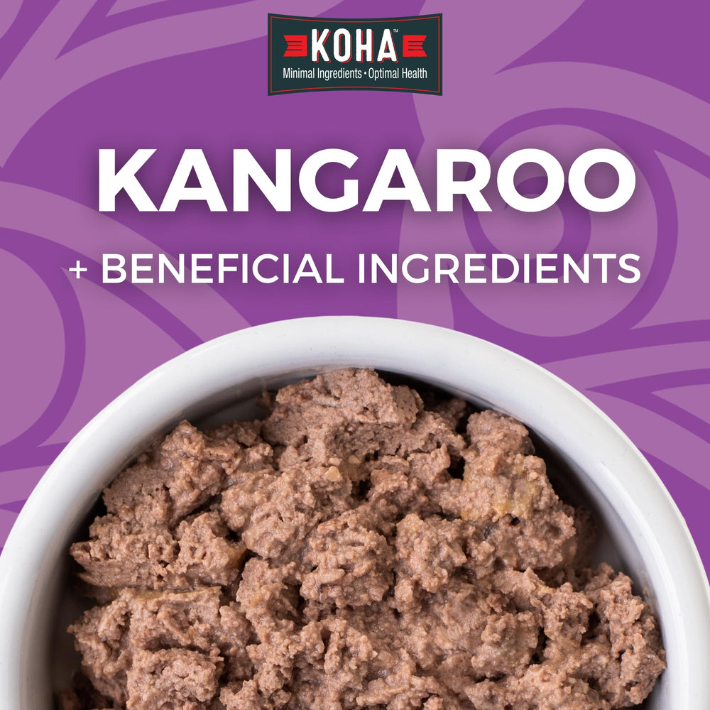 KOHA pate de canguro, etiqueta de dieta de ingrediente único