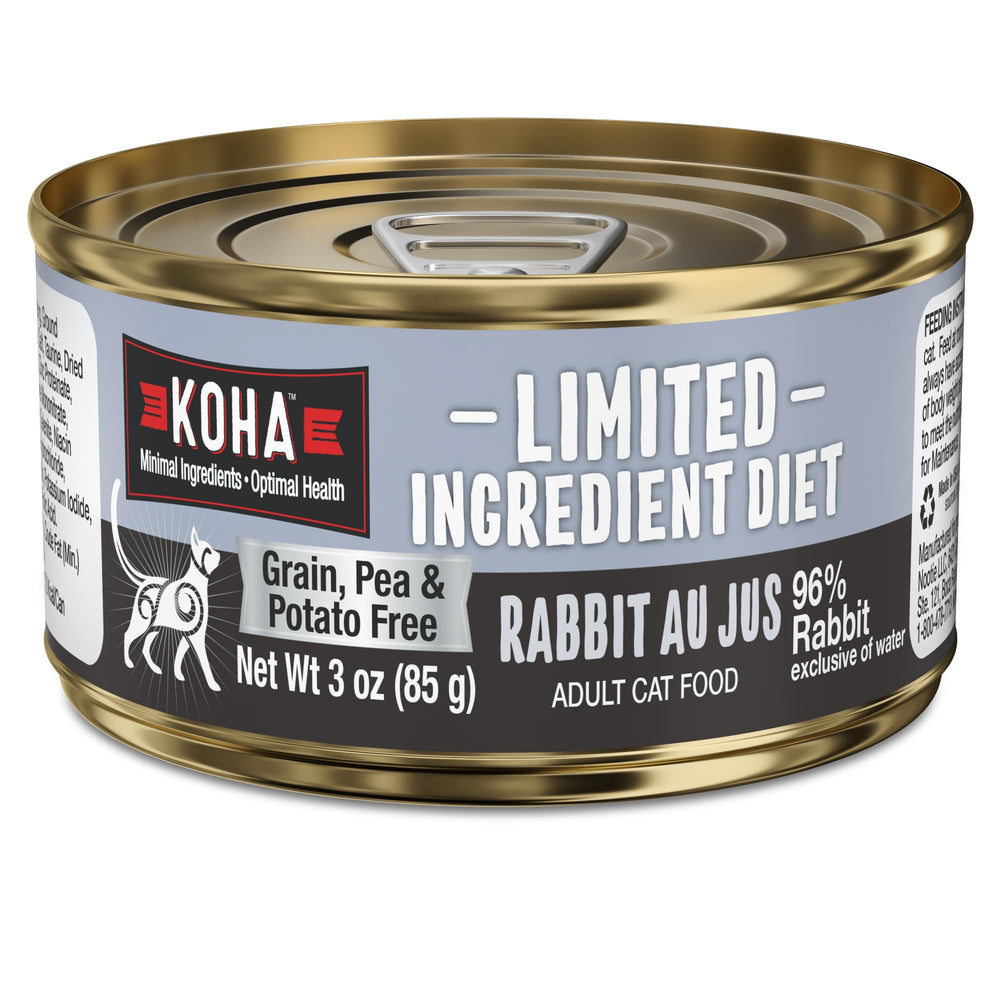 KOHA pate conejo para gatos, envase 3oz, opción suave para estómagos sensibles