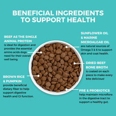 KOHA proteína única carne: facilita la digestión en perros sensibles.