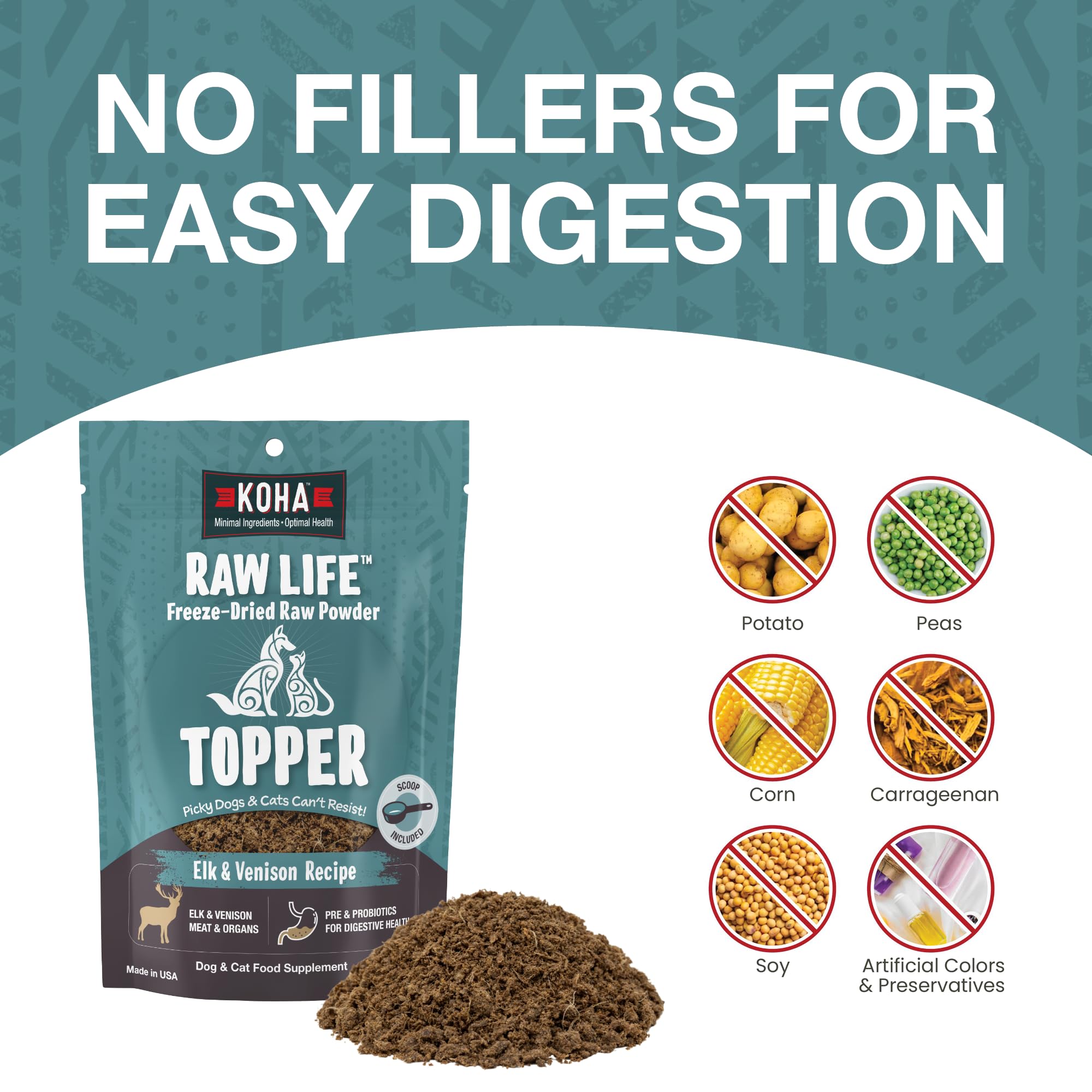 KOHA Raw Life Topper con carne local de Estados Unidos.