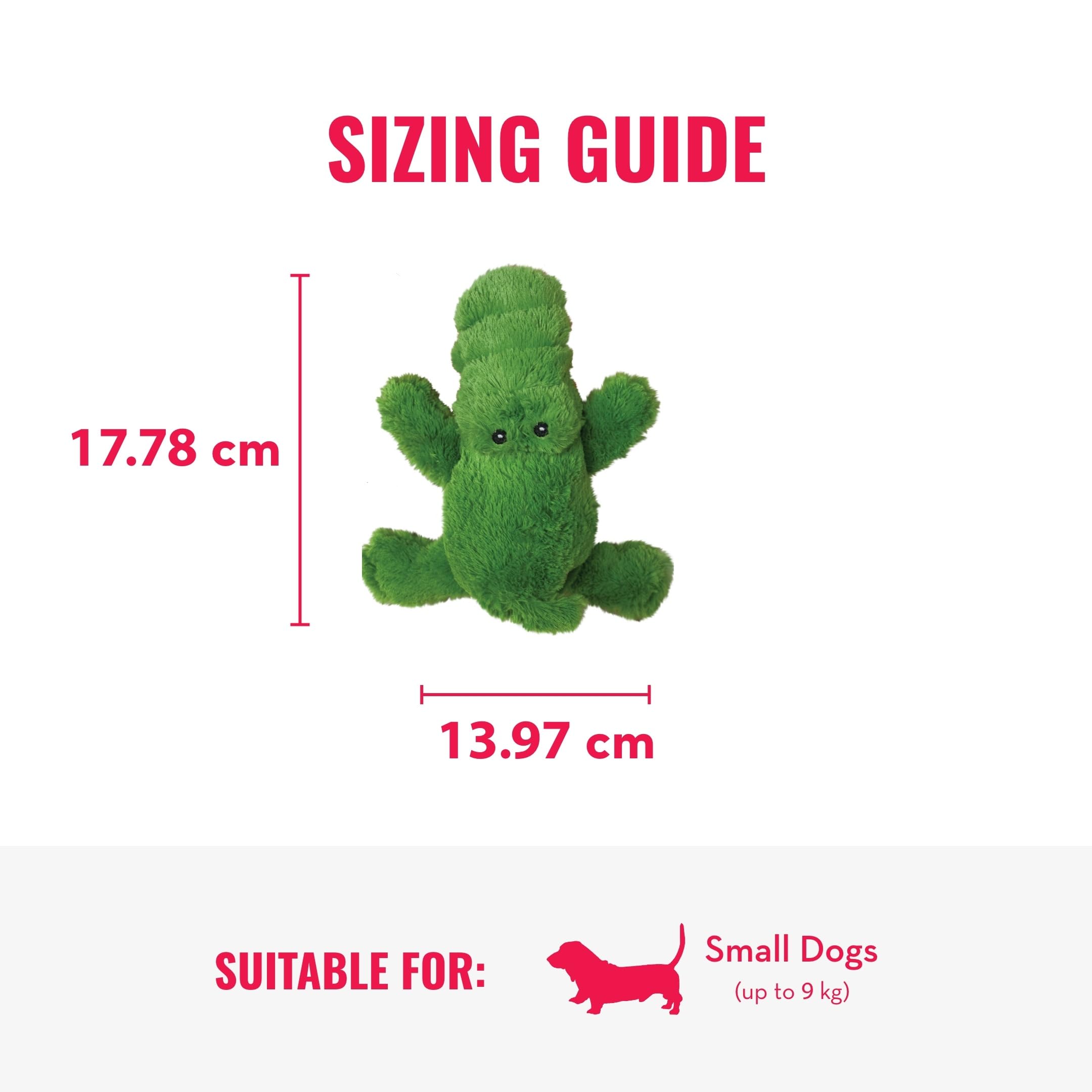 KONG Ali Alligator Cozie refuerzo-doble-capa, ofrece mayor resistencia para juegos activos