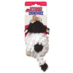 KONG Barnyard Cruncheez vaca con sonajero para diversión adicional