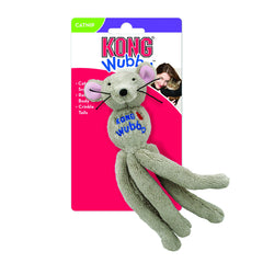KONG Cat Wubba Mouse, sonido de cascabel, ideal para juego interactivo y estimulación sensorial.