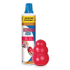 KONG Clásico: juguete de goma rojo listo para masticar y jugar.