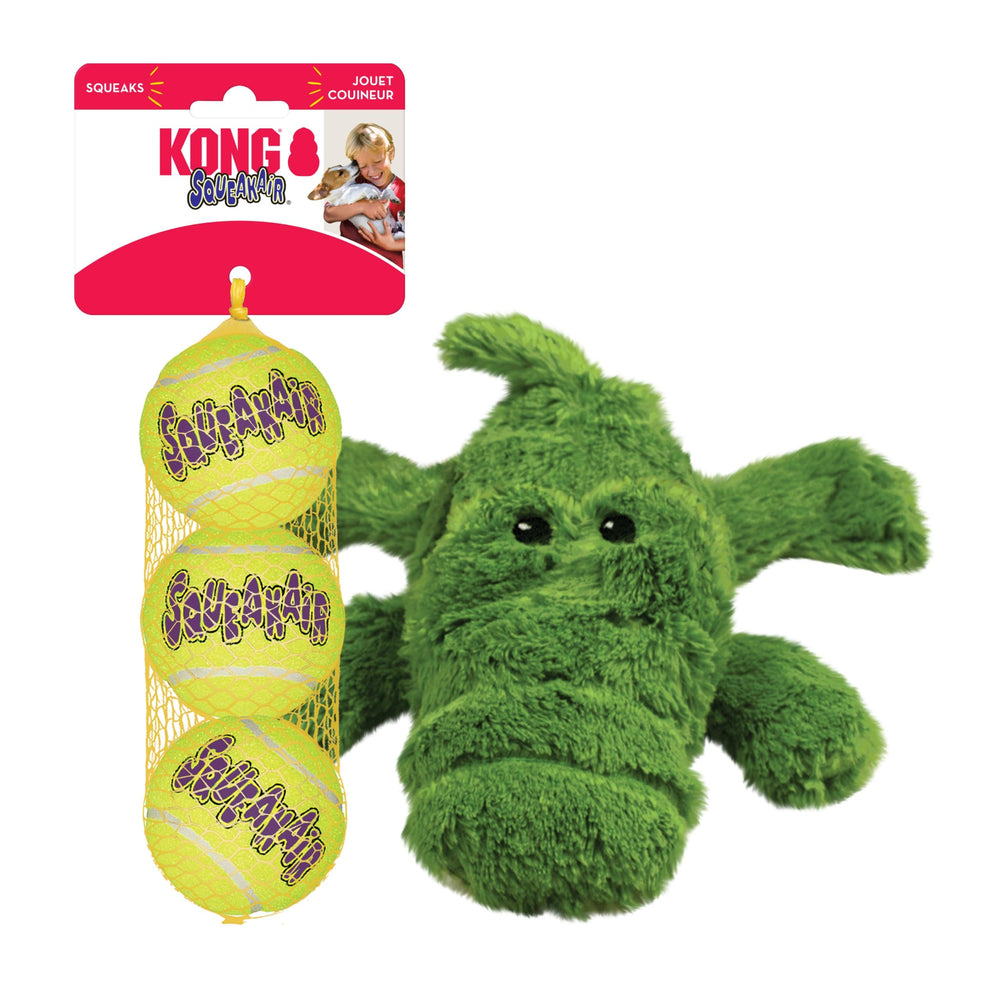 Juguete peluche Ali el cocodrilo de KONG para juego suave en casa.
