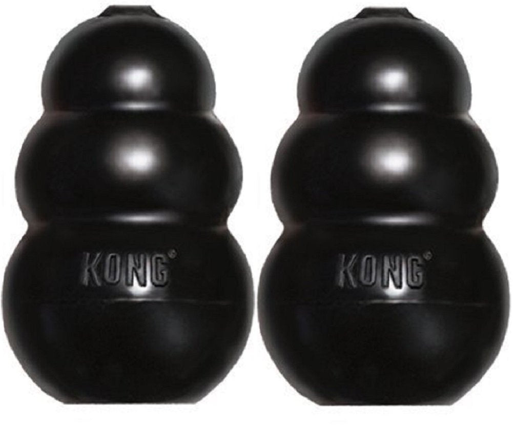 KONG Extreme pack de dos juguetes negros para masticadores potentes y sesiones prolongadas.