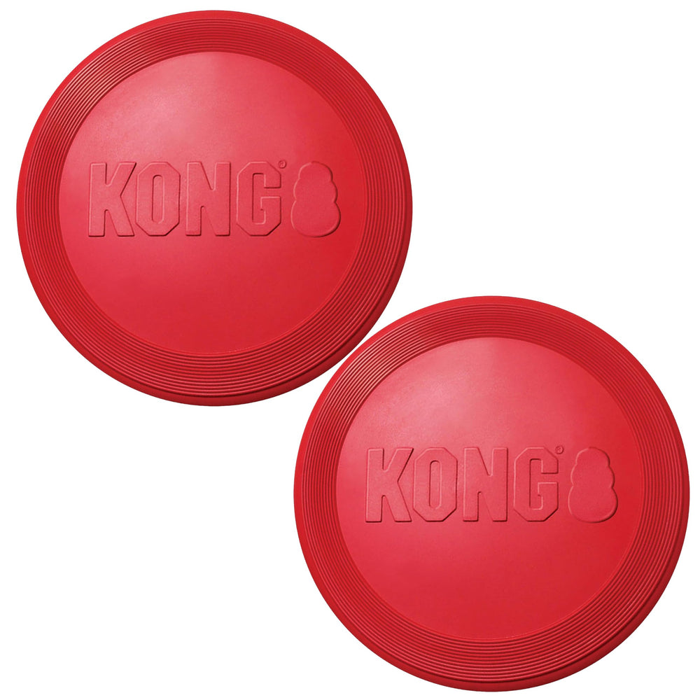 KONG Flyer disco volador de goma natural para perros pequenos, juego seguro al aire libre.
