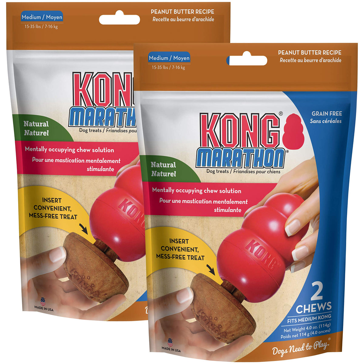 KONG Marathon: bocados de mantequilla de cacahuete para estimular el juego y la masticación.