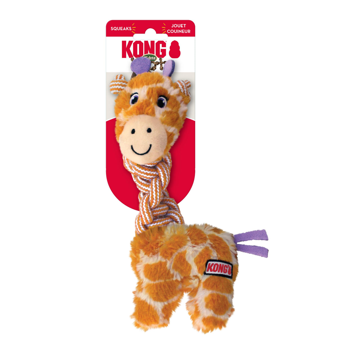 Jouet KONG avec doudou en coton et corde tressée pour jeu interactif.