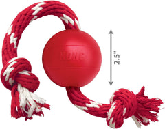 KONG Pelota con cuerda para perros pequeños, alta visibilidad y diversión