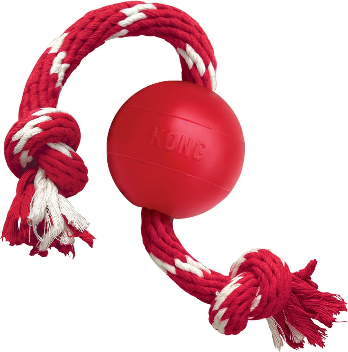 KONG Pelota con Cuerda roja para perros pequeños, ideal para buscar y jugar al aire libre
