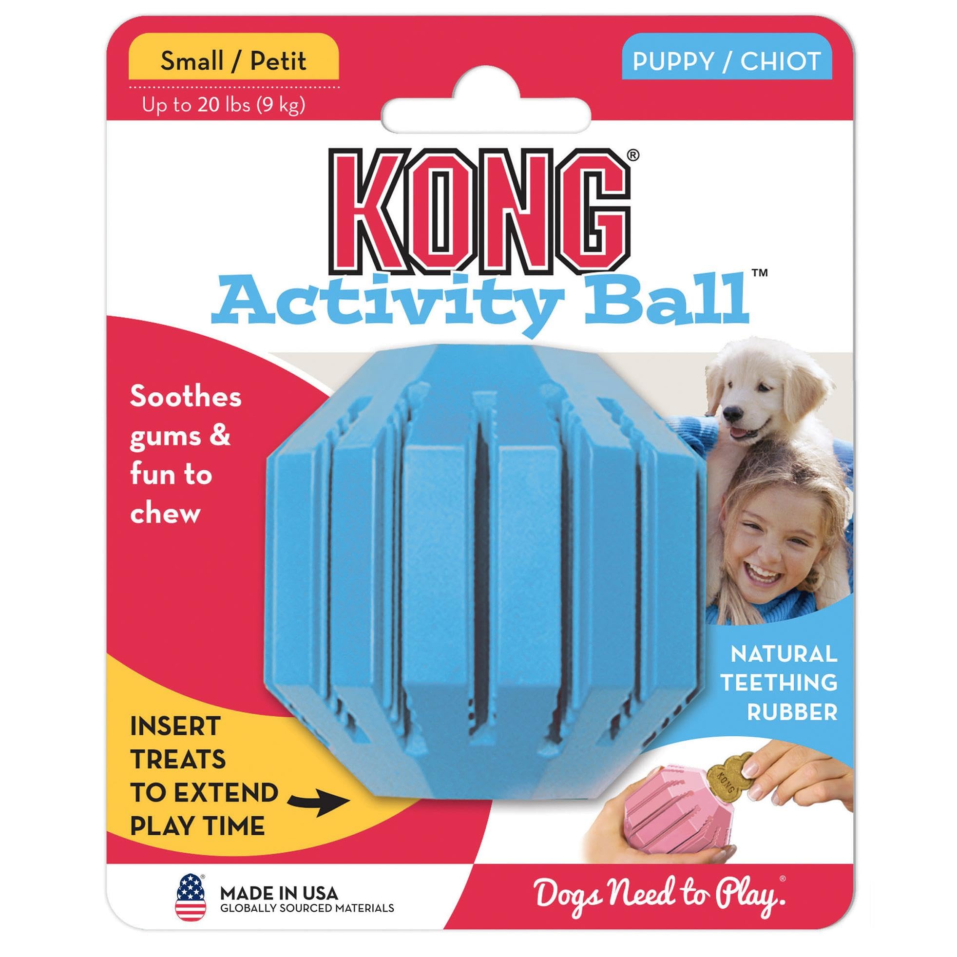 KONG Puppy Activity Ball, color aleatorio, añade sorpresa y variedad en cada sesión.