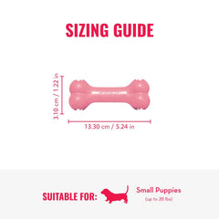 KONG Puppy Goodie Bone rellenable con snacks para horas de entretenimiento.