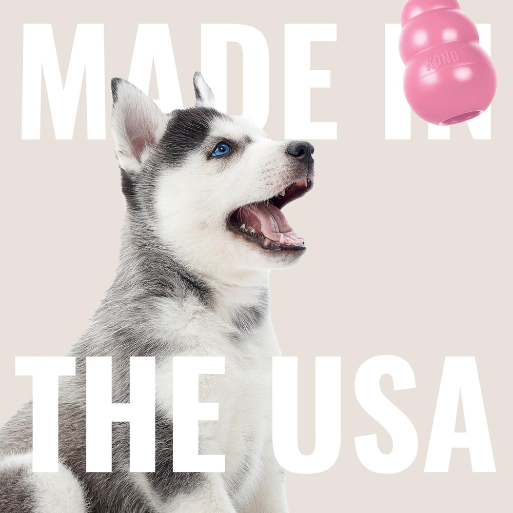 KONG Puppy: juguete para entrenamiento en interiores, rosa y fácil de agarrar.