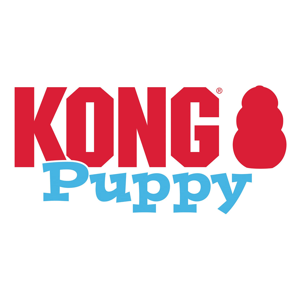 KONG Puppy: juguete rosa de masticación suave para dientes de leche y curiosidad.