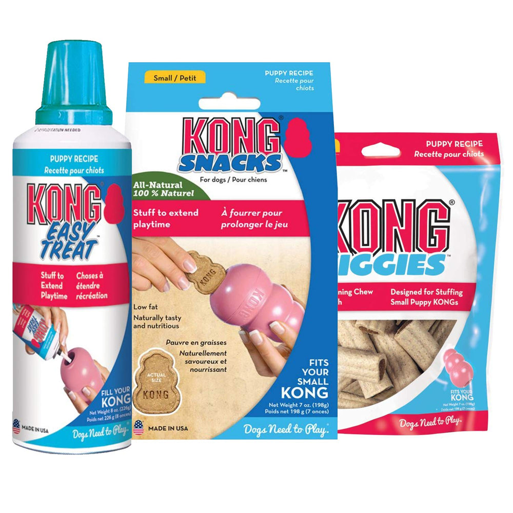KONG Puppy Treats Combo Pack frente al empaque; recompensa ideal para cachorros pequeños.