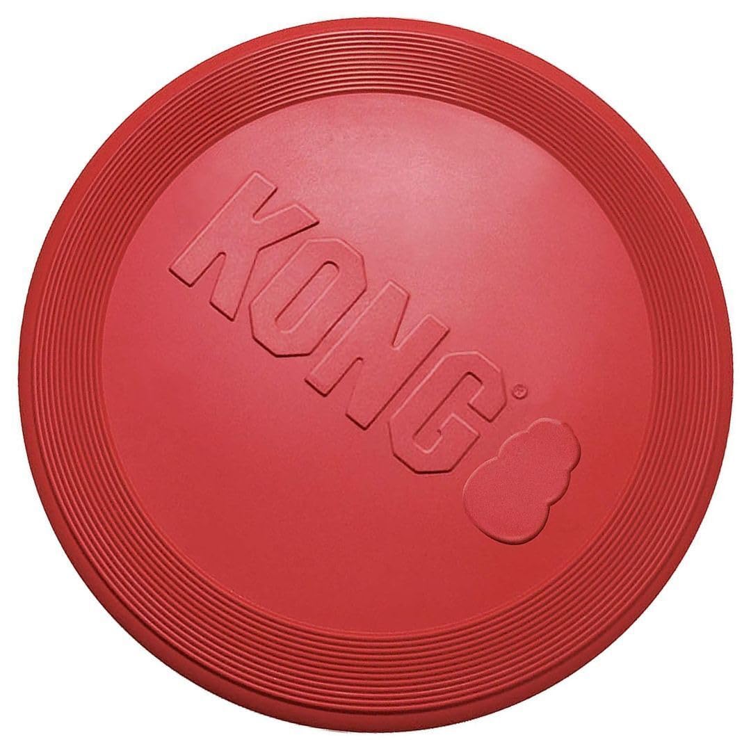 KONG disco de goma grande, juego exterior seguro para perros activos.