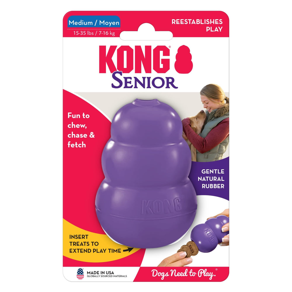 KONG Senior, apto para juego interior y exterior con premios para recompensa suave.