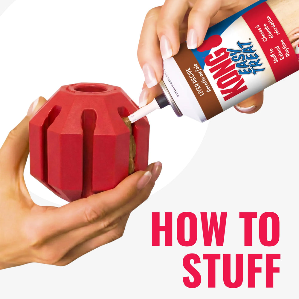 KONG Stuff-A-Ball hecho en Estados Unidos con materiales de calidad para uso diario.