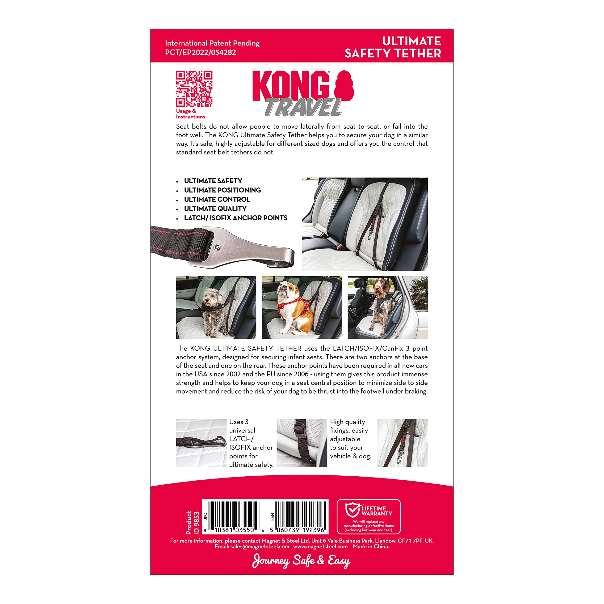 KONG Ultimate Safety Tether empaquetado para fácil transporte y uso.