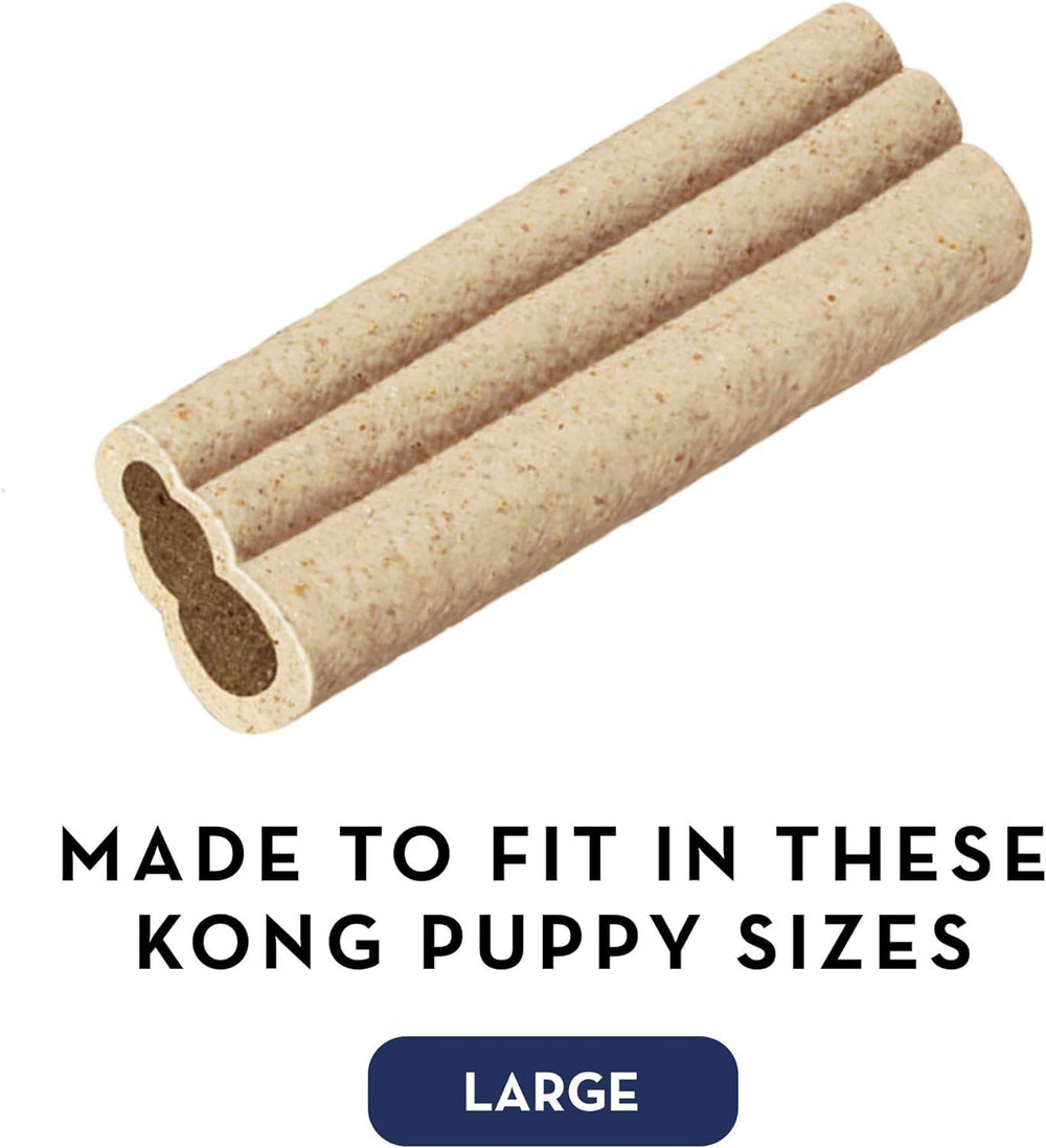 KONG Ziggies Puppy mostrando dientes, ayuda potencial a la limpieza dental durante el juego.