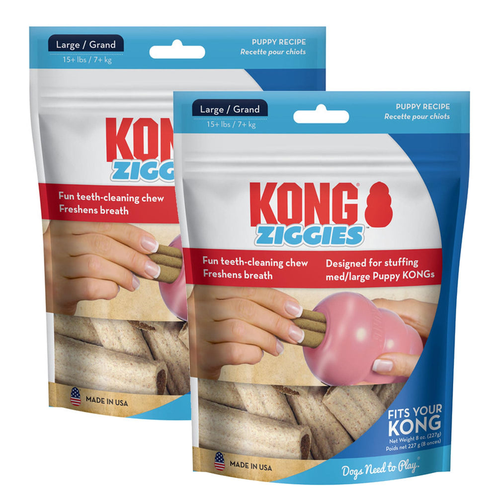 KONG Ziggies Puppy en empaque visible, snack saludable para cachorros.