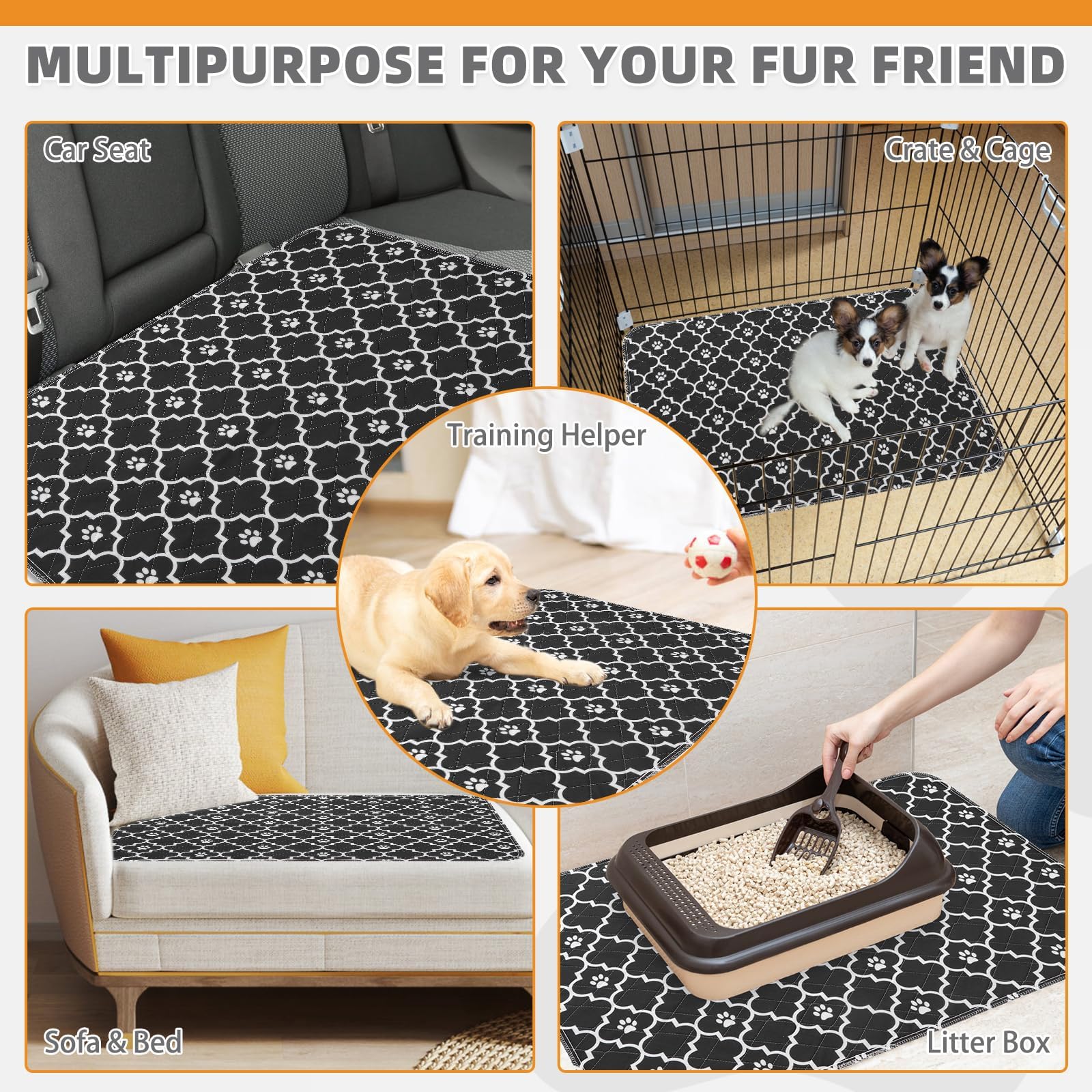 KOOLTAIL pack de 4 almohadillas, uso multiple en jaula, coche y casa