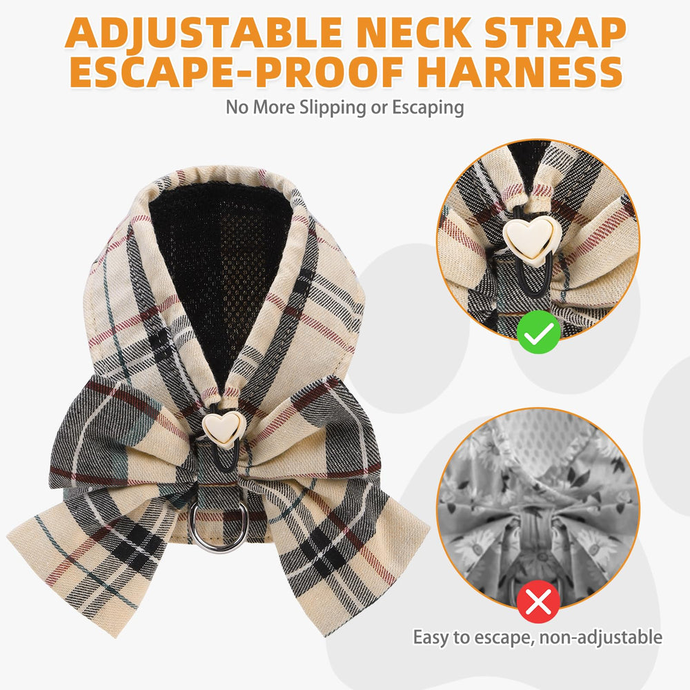 KOOLTAIL arnés para perro pequeño con lazo y estampado de cuadros beige