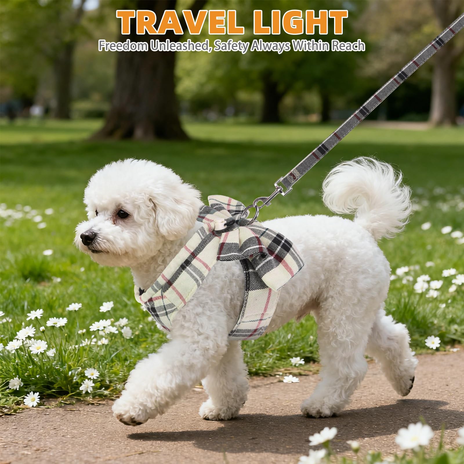 KOOLTAIL arnés para perro pequeño estilo cuadros beige con acolchado