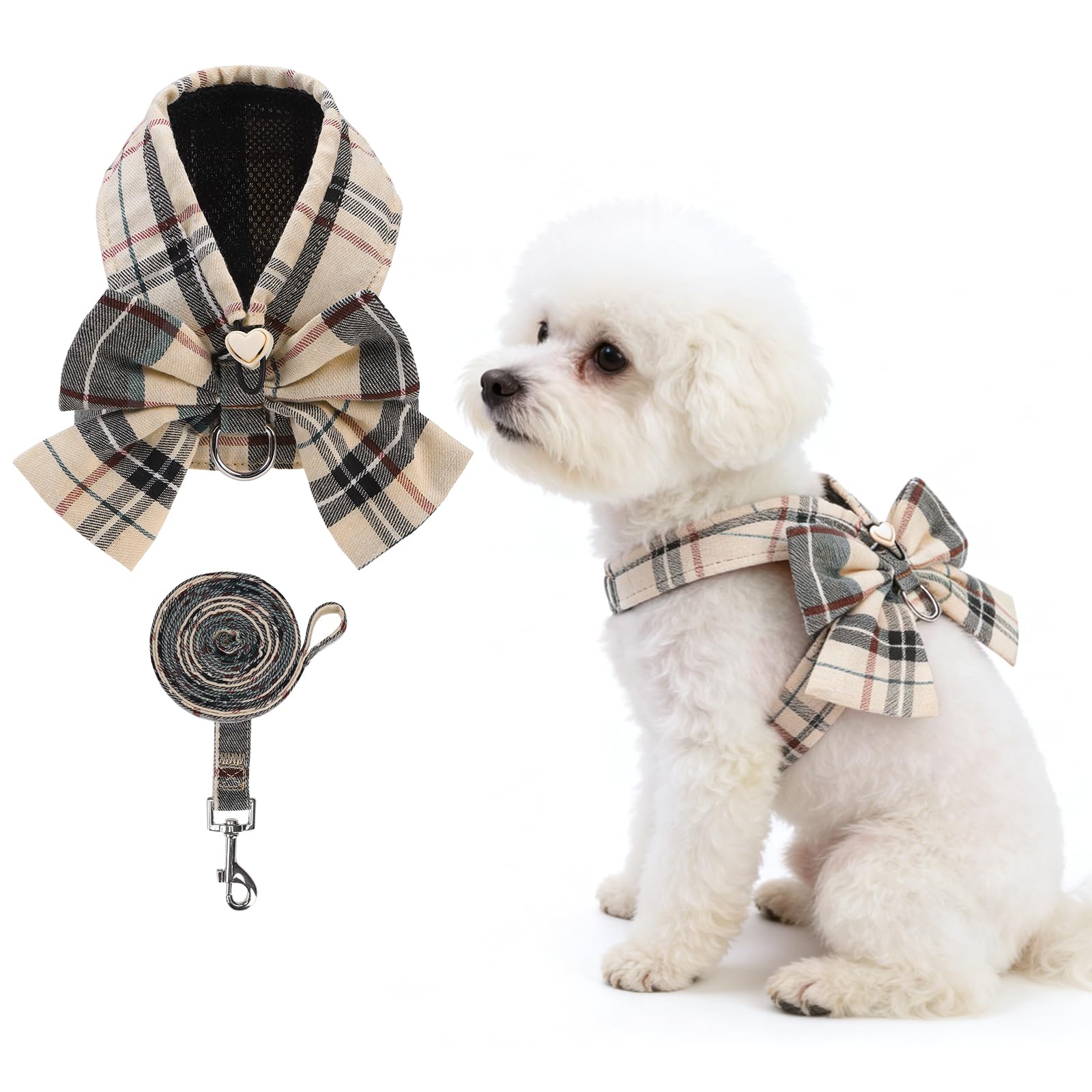 KOOLTAIL arnés para perro pequeño con malla suave y lazo decorativo, paseo cómodo
