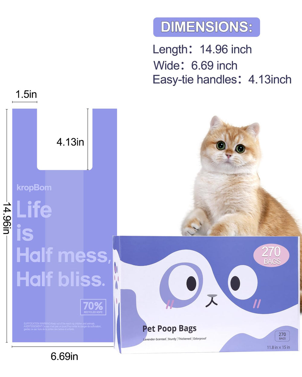 Caja KropBom con bolsas y juguete para gatos, regalo incluido.