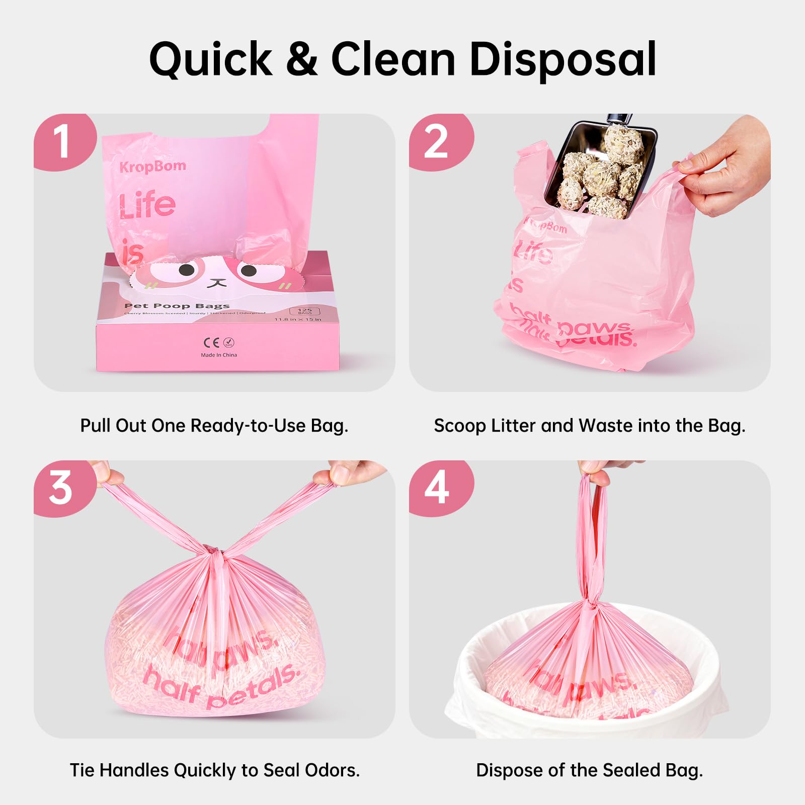 Bolsas con aroma a cerezo de KropBom para gatos