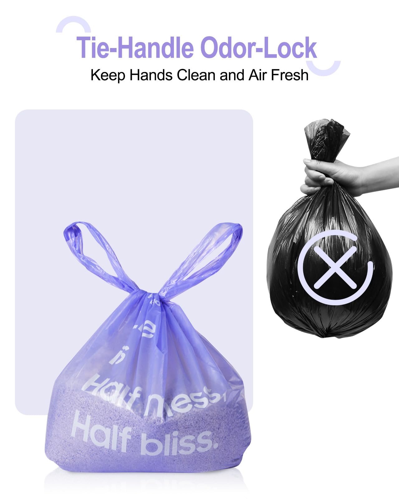 Bolsas KropBom con manijas resistentes para atar y evitar derrames.
