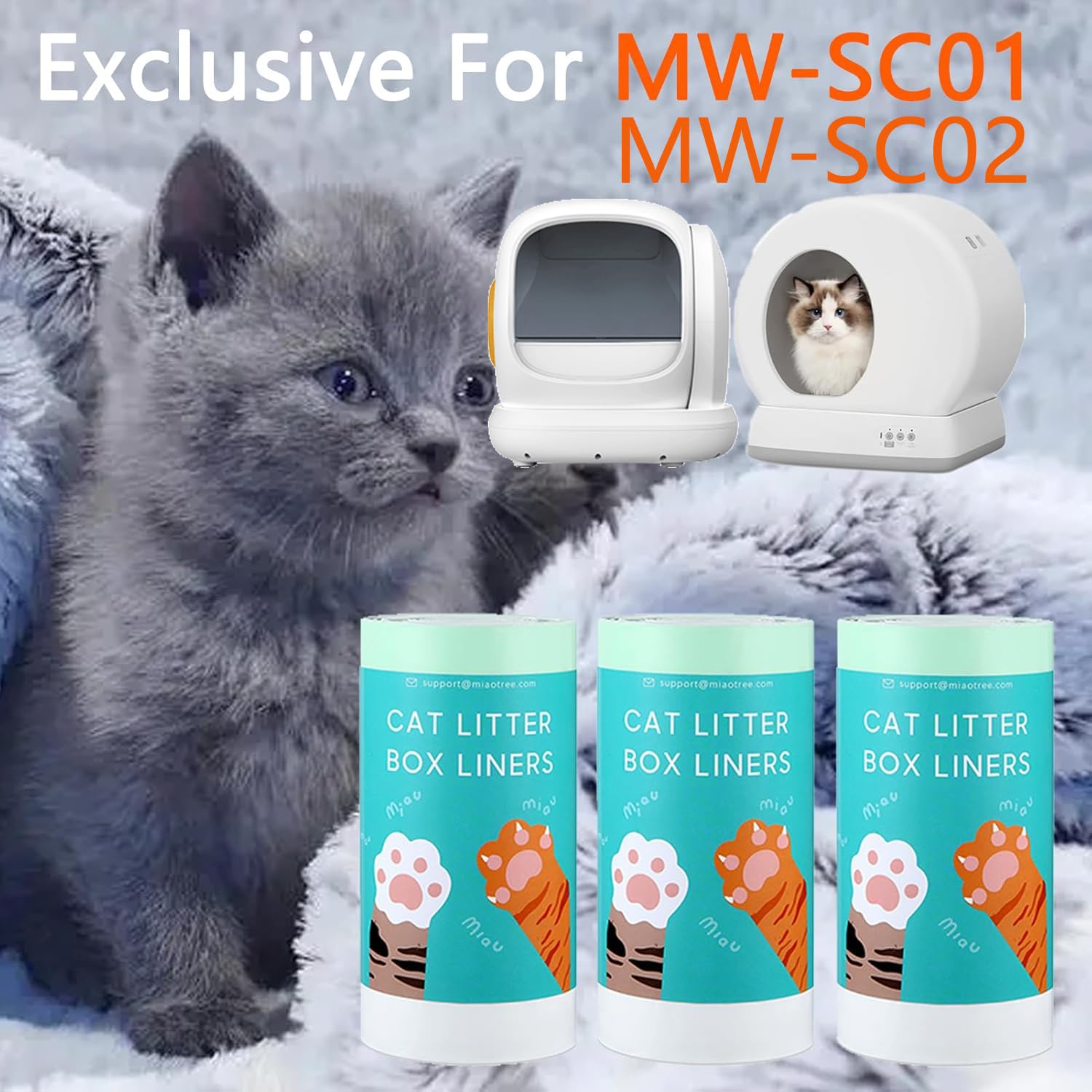 KropBom sacs-litière auto MW-SC02 compatibles, design résistant et sans fuite