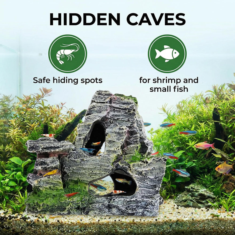 Kryoflare cueva de roca con musgo, aspecto natural para acuario