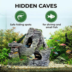Kryoflare cueva de roca con musgo, aspecto natural para acuario