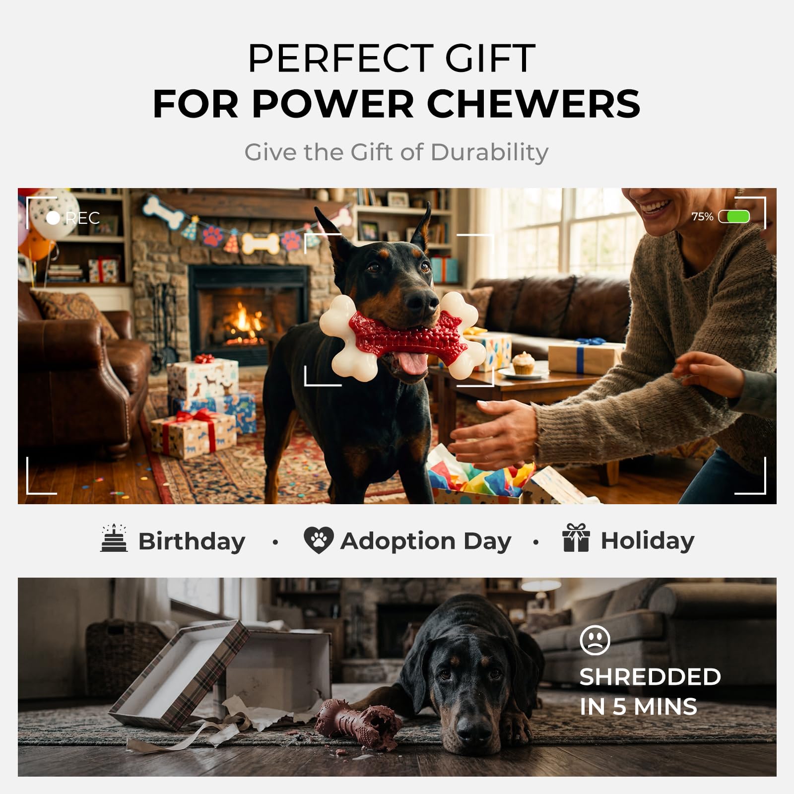Kseroo: tamaño de 8 pulgadas ideal para perros grandes entre 20 y 80 libras.